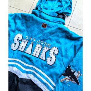 San Jose Sharks 90s Logo ATHLETIC puffer SPELL jacket XL teal NHL hockey vintage